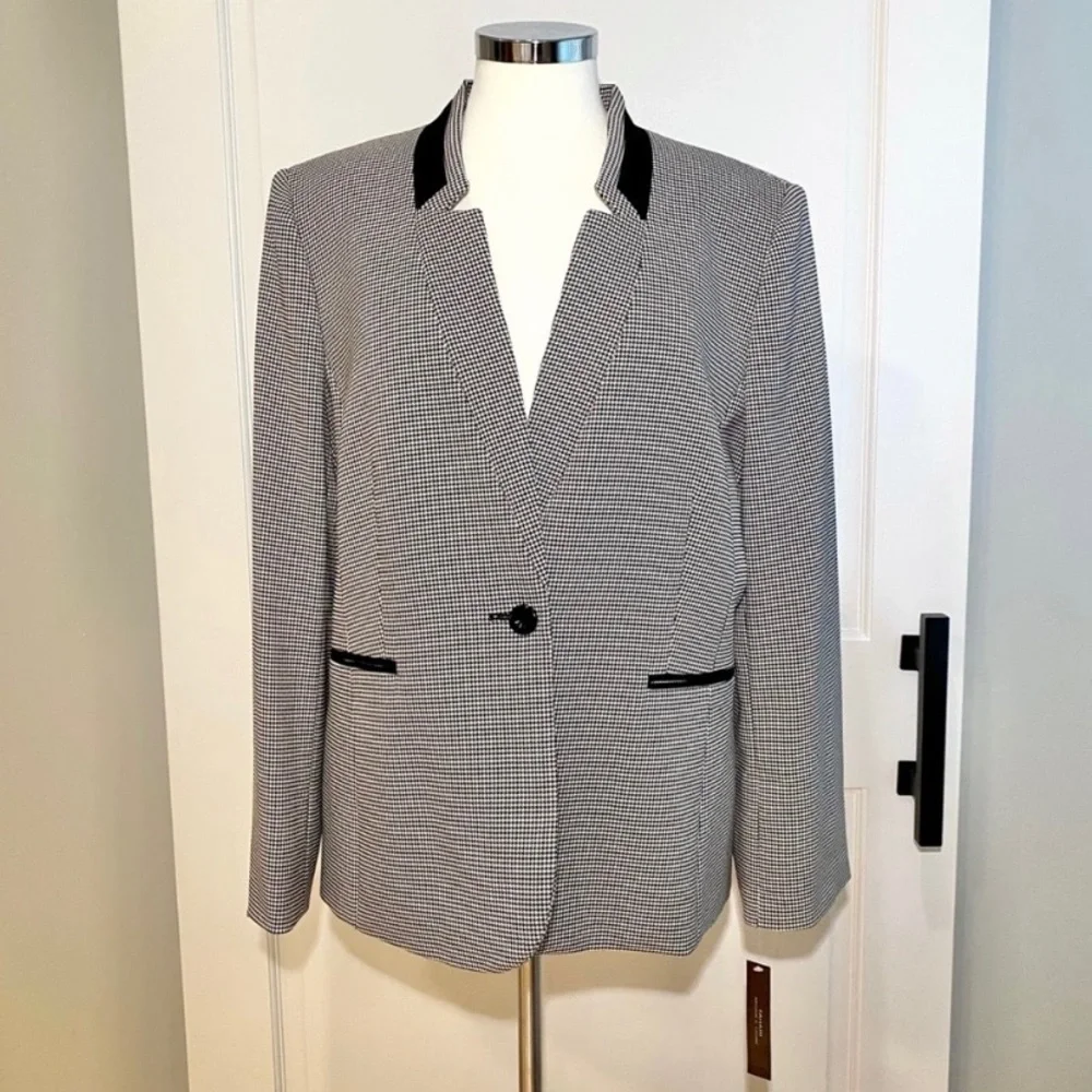 NEW Houndstooth Tahari Arthur S. Levine Blazer Size 16 - Picture 1 of 7